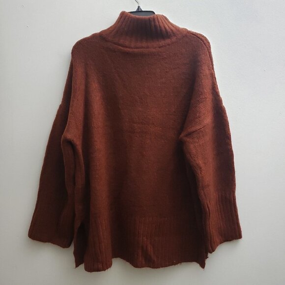 TOPSHOP Funnel Mock Neck Burgandy Red Sweater 12 - Picture 5 of 7
